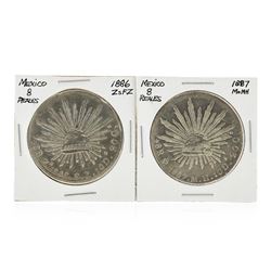 Set of (2) 1886-1887 8 Reales Mexico Silver Coins