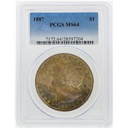 1887 $1 Morgan Silver Dollar PCGS Graded MS64 w/ Nice Toning
