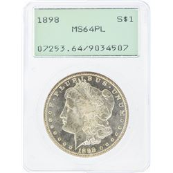 1898 $1 Morgan Silver Dollar PCGS Graded MS64PL