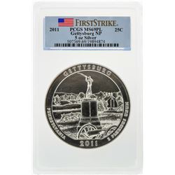 2011 America the Beautiful 5oz Silver Coin Gettysburg PCGS MS69PL