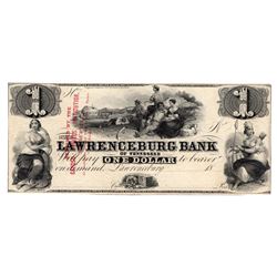 1800s $1 Lawrenceburg Bank of Tennessee Obsolete Note