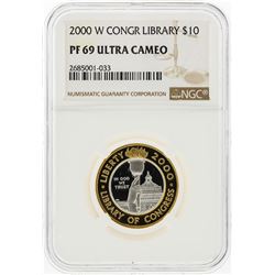 2000-W $10 Library of Congress Gold & Platinum Coin NGC Graded PF69 Ultra Cameo