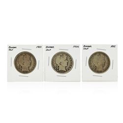 Set of 1903-1905 Silver Barber Half Dollar Coins