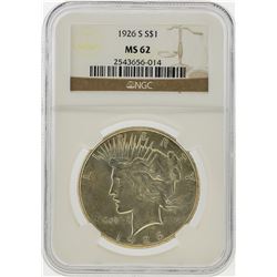 1926-S $1 Peace Silver Dollar Coin NGC Graded MS62