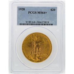 1928 $20 St. Gaudens Double Eagle Gold Coin PCGS MS64+