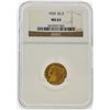 Image 1 : 1929 $2 1/2 Indian Head Quarter Eagle Gold Coin NGC MS63