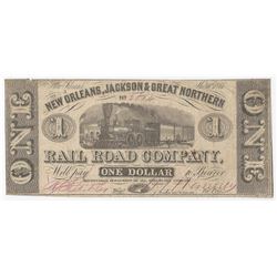 1864 $1 The New Orleans, Jackson & Great Northern Railroad Company Note