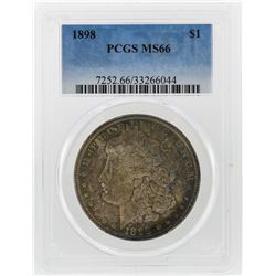 1898 $1 Morgan Silver Dollar Coin PCGS Graded MS66+