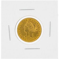 1905-S $5 Liberty Head Half Eagle Gold Coin CU