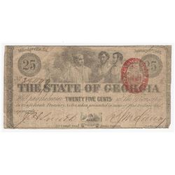 1863 25 Cents The State of Georgia Obsolete Bank Note