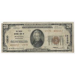 1929 $20 Seattle Washington National Currency Note