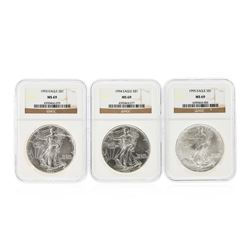 1993-1995 $1 American Silver Eagle Coin Set NGC MS69