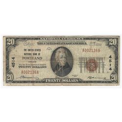 1929 $20 Portland Oregon National Currency Note