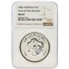 Image 1 : 2000 $1 Australia Silver Lunar Series Year of the Dragon Coin NGC MS69