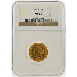 1895 $5 Liberty Head Half Eagle Gold Coin NGC MS65