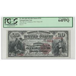 1882 $20 Brown Back National Bank Note PCGS 64 PPQ