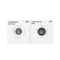 1845 Liberty Seated Half Dime and 1845 Liberty Seated Dime Coin Set