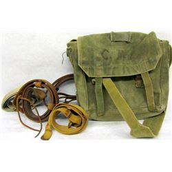 BOX LOT MILITARY SATCHEL, SLINGS, AND POUCHES