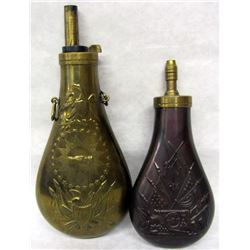 PAIR OF POWDER FLASKS