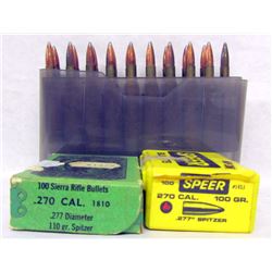 BOX LOT 270 WIN AMMO AND BULLETS