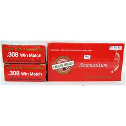 3 BOXES BLACK HILLS 308 WIN MATCH AMMO