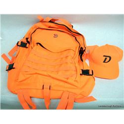 ORANGE BACKPACK AND HAT