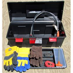 TOOLBOX, GLOVES, AND TOOLS