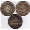 3 Canadian Heavily Patenated Silver $1 Dollar Coins - 1963 - 1965 - All MS