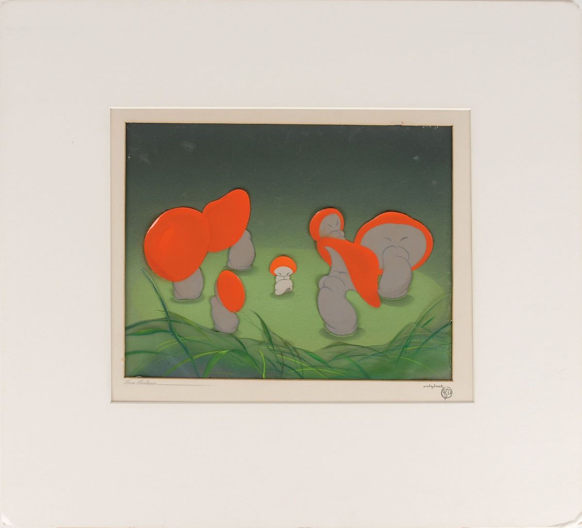 Dancing Mushrooms featuring ‘Hop Low’ production cel from Fantasia