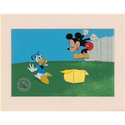 Mickey Mouse and Donald Duck production cel and production background from Disney Channel cartoon