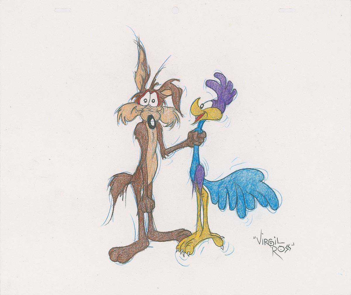 Roadrunner and Wile E. Coyote drawing