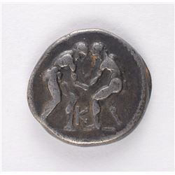 Ancient Greek Silver Stater Selge Wrestlers