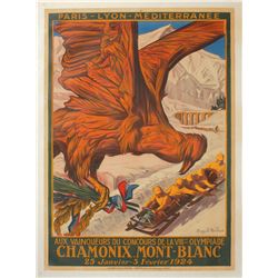 Chamonix 1924 Winter Olympics Bobsled Poster