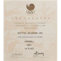 Seoul 1988 Summer Olympics Winner’s Diploma