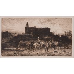 Peter Moran, etching