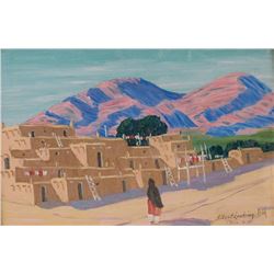 Albert Looking Elk, oil on board