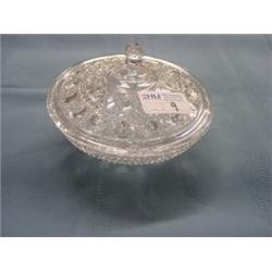 PRESSED GLASS COVERED CANDY DISH