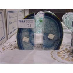 BLUE AGATE BOOK ENDS