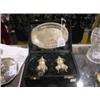 Image 1 : INTL HM SILVER PLATE SALT/PEPPER SET IN ORIG BLK WALNUT COV. BOX