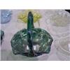 Image 1 : BLUE/GREEN PRESSED CARNIVAL GLASS BASKET