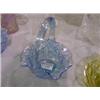 Image 1 : BLUE CARNIVAL GLASS BASKET