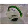 Image 1 : HAND BLOWN CLEAR/GREEN GLASS BASKET