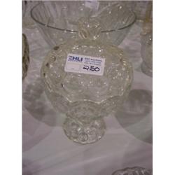 COVERED PRESSED GLASS COMPOTE CANDY DISH
