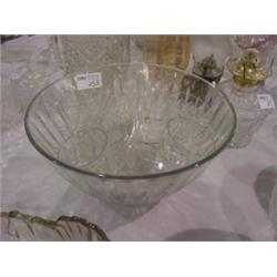 GLASS PUNCH BOWL W/8 CUPS