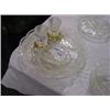 Image 1 : PRESSED GLASS CONDIMENT TRAY,SUGAR BOWL,CANDLE HOLDERS