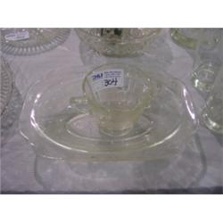 PRESSED GLASS SERVING BOWL,SUGAR BOWL