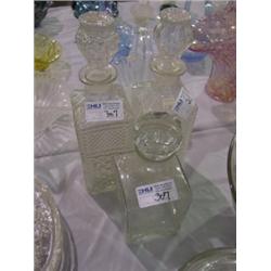 3PC PRESSED GLASS DECANTERS