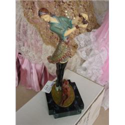 12" LADY W/DOG STATUE