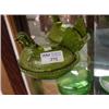 Image 1 : CHICKEN DESIGN GREEN DEPRESSION GLASS BEADED DISH