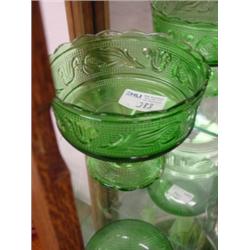 GREEN DEPRESSION BEADED FRUIT COMPOTE